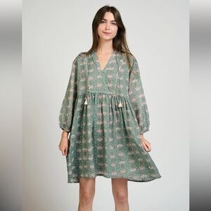 Mata Traders Sohla Mini Dress in Aegean Teal Floral